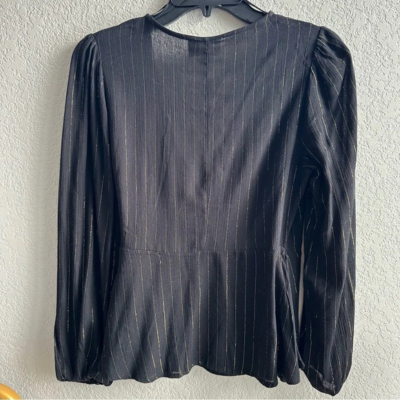 Francesca’s Karlena Stripe Faux Wrap Blouse - Picture 8 of 9